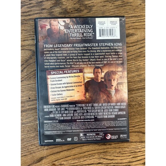 The Mist DVD 2007 Stephen King Horror Thomas Jane Marcia Gay Harden Pre-Owned - Picture 2 of 4